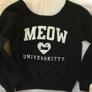 Super cute Meow University Crew Sweatshirt